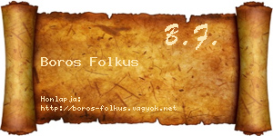 Boros Folkus névjegykártya